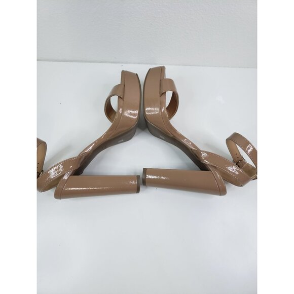 Bar III Womens Ivy Patent Ankle Strap Platform Sandals in Camel Patent - Size 7 - Picture 5 of 8